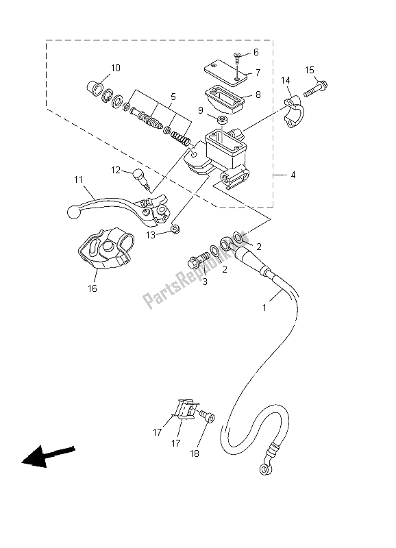 Wszystkie części do Przedni Cylinder G?ówny Yamaha YZ 250F 2002