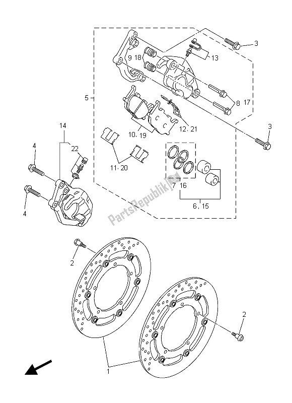 Todas las partes para Pinza De Freno Delantero de Yamaha XJ6 SA 600 2015