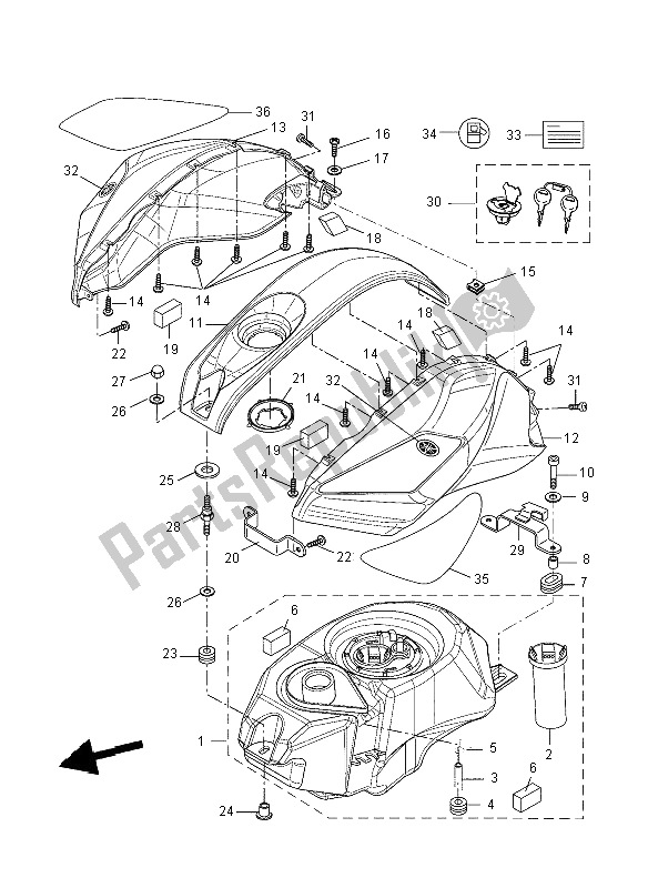 Wszystkie części do Zbiornik Paliwa Yamaha YZF R 125 2008