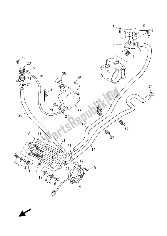 All parts for the Radiator & Hose of the Yamaha YP 250 RA 2013