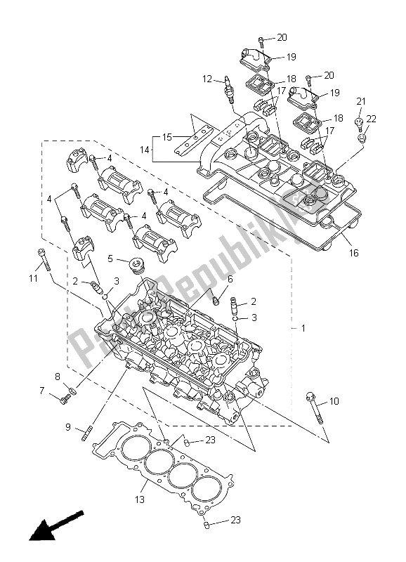 All parts for the Cylinder of the Yamaha YZF R6 600 2005