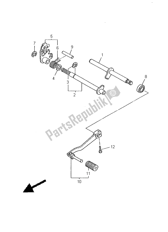 All parts for the Shift Shaft of the Yamaha XT 600E 2000 All parts for the Shift Shaft of the Yamaha XT 600E 2000