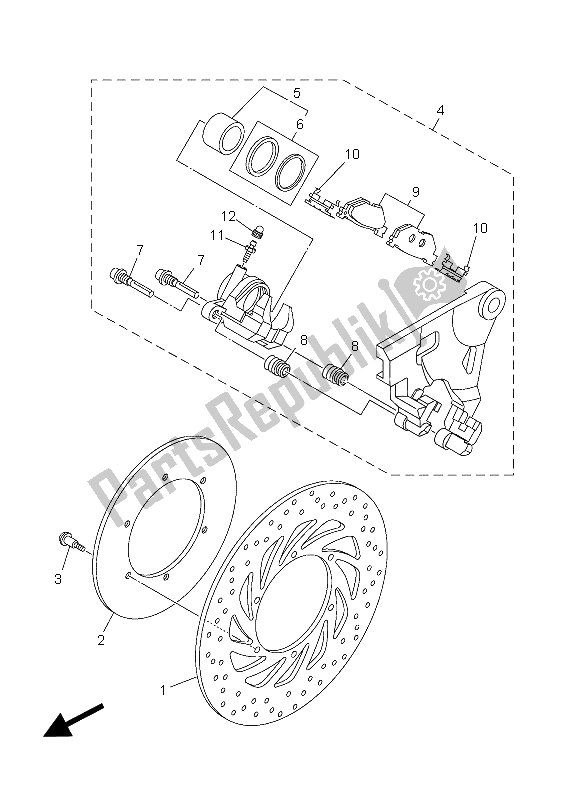 Tutte le parti per il Pinza Freno Posteriore del Yamaha XV 1900A 2012