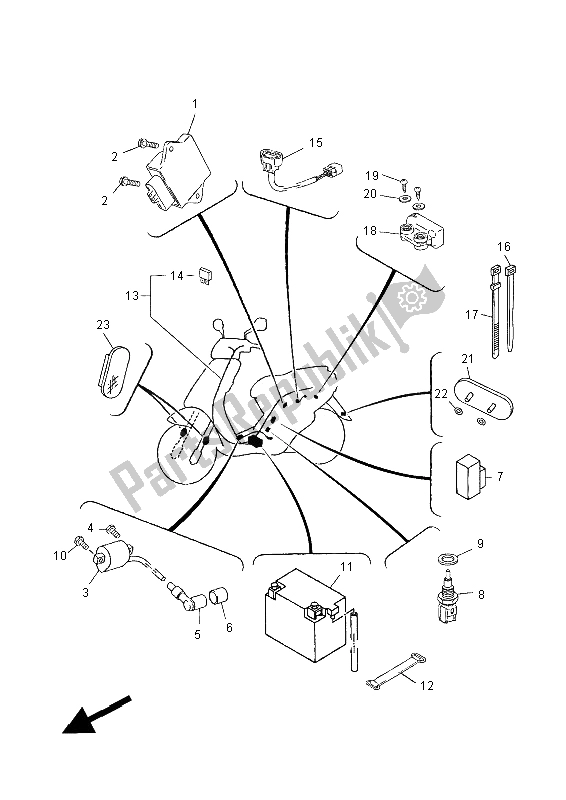 All parts for the Electrical 2 of the Yamaha YN 50 FMU 2014