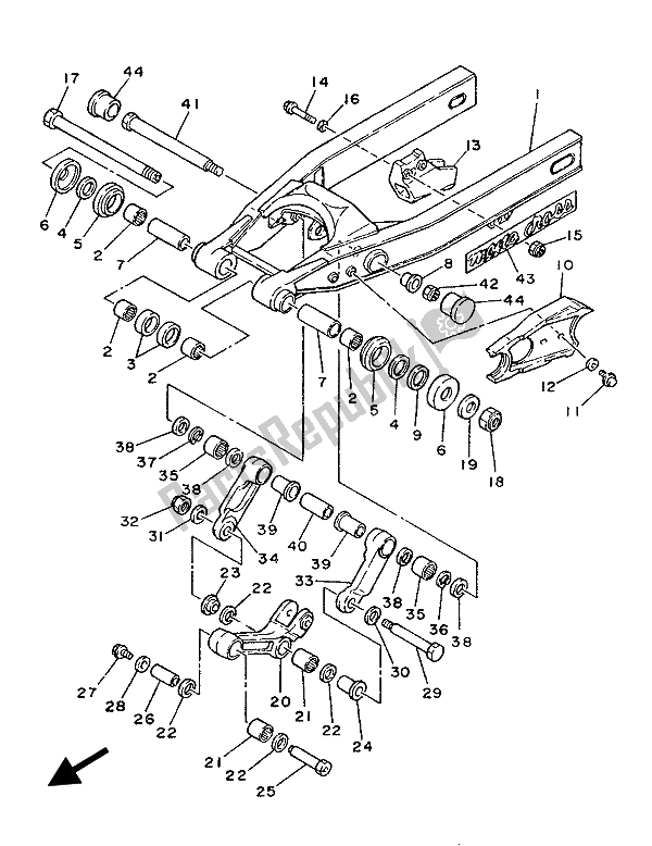 Tutte le parti per il Braccio Posteriore del Yamaha YZ 125 1987