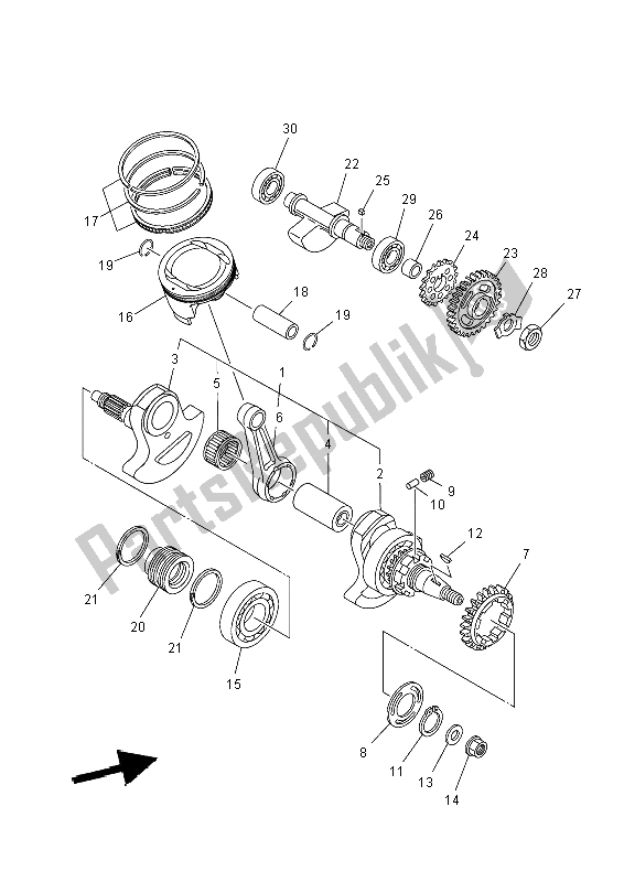 All parts for the Crankshaft & Piston of the Yamaha YXM 700E 2014