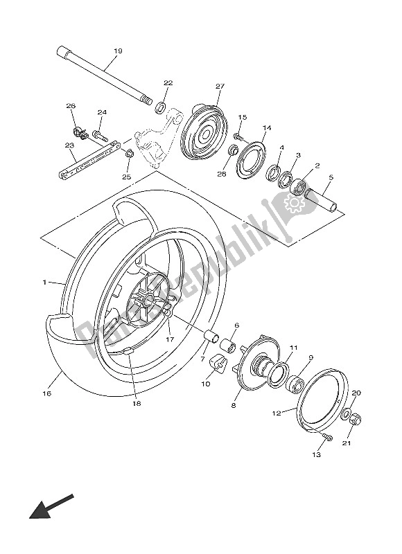 All parts for the Rear Wheel of the Yamaha FJR 1300A 2016