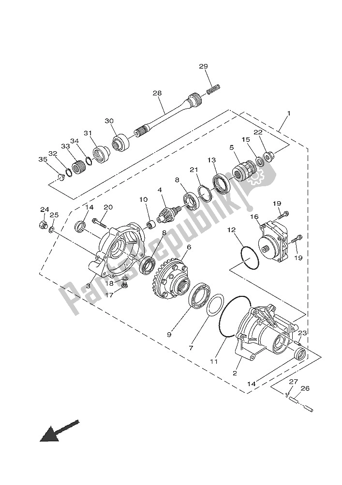 Toutes les pièces pour le Différentiel Avant du Yamaha YFM 700 Fwbd Kodiak EPS SE 2016