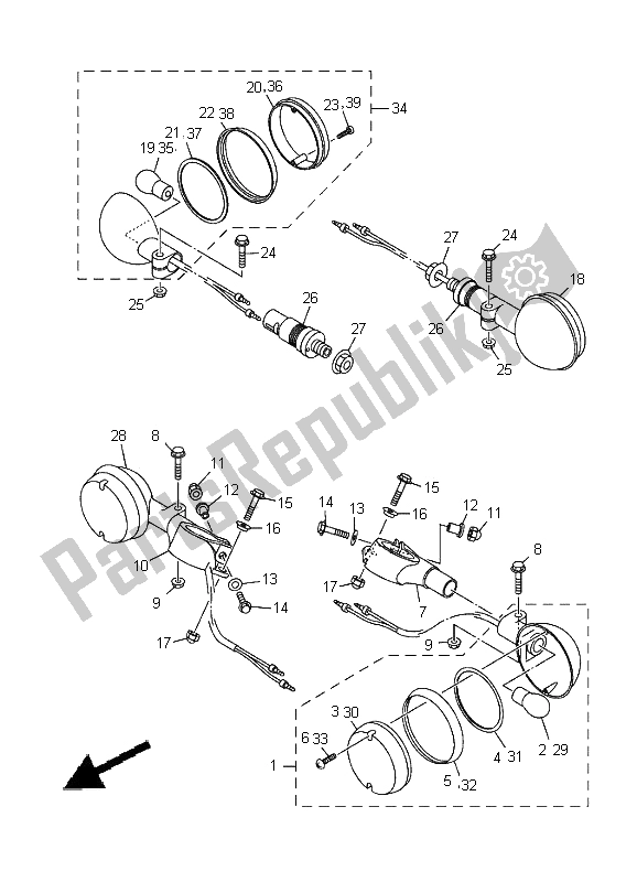 Todas las partes para Luz Intermitente de Yamaha XVS 1100 Dragstar 2002