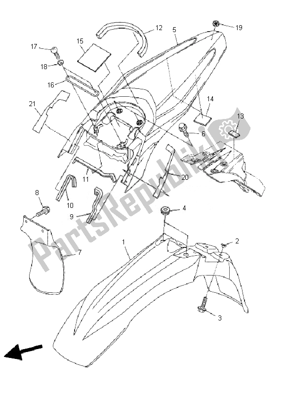 Tutte le parti per il Parafango del Yamaha WR 250R 2010