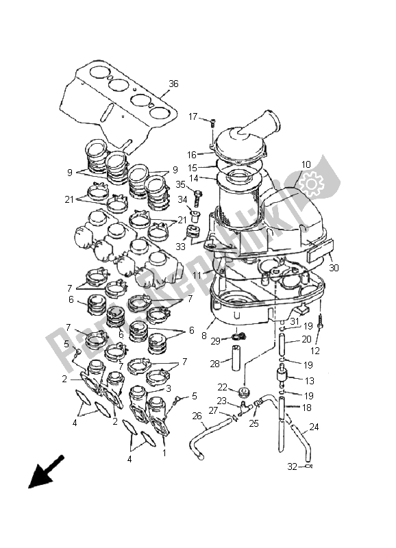 All parts for the Inatke of the Yamaha XJ 600N 2001