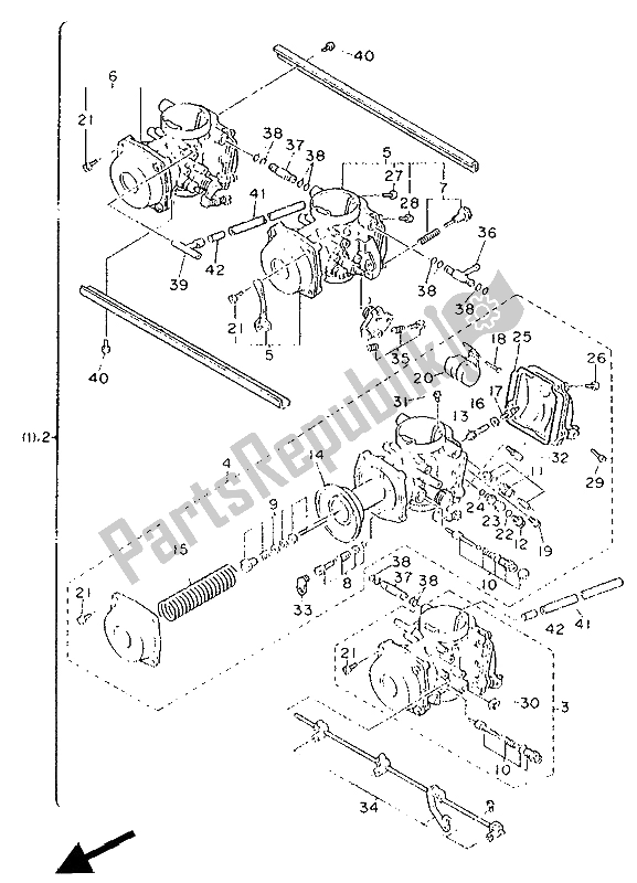 All parts for the Alternate (carburetor) (for Au) of the Yamaha FZ 750 Genesis 1988