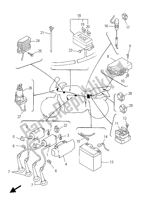 All parts for the Electrical 1 of the Yamaha FZS 600 Fazer 2003