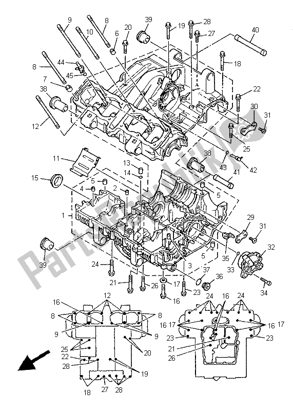 All parts for the Crankcase of the Yamaha XJ 900S Diversion 1997