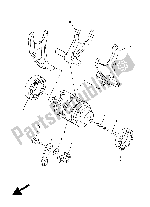 All parts for the Shift Cam & Fork of the Yamaha WR 450F 2014