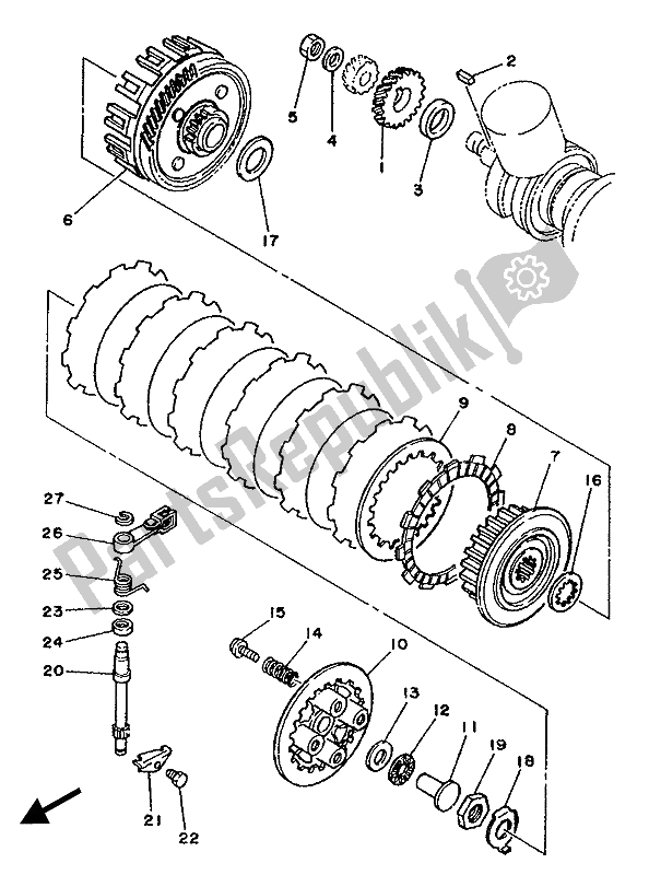 All parts for the Clutch of the Yamaha TZR 250 1987