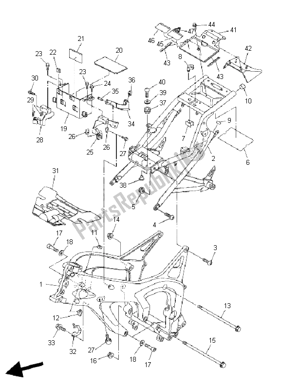 All parts for the Frame of the Yamaha FZ6 S 600 2006