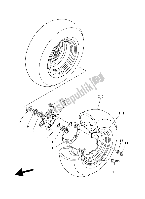 All parts for the Front Wheel of the Yamaha YFM 700R 2012