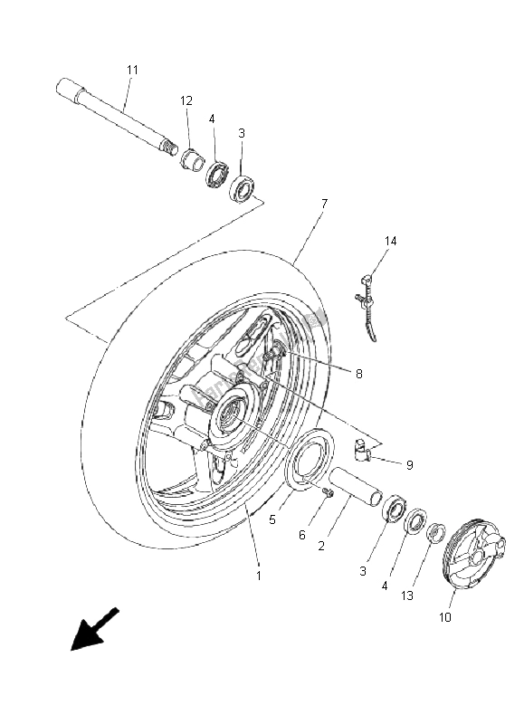 All parts for the Front Wheel of the Yamaha XP 500A T MAX 2009