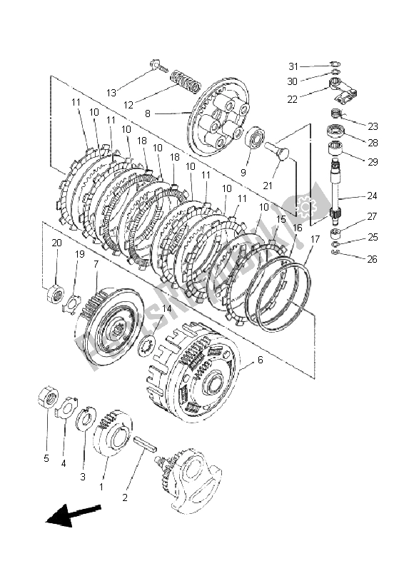 All parts for the Clutch of the Yamaha XT 660X 2011