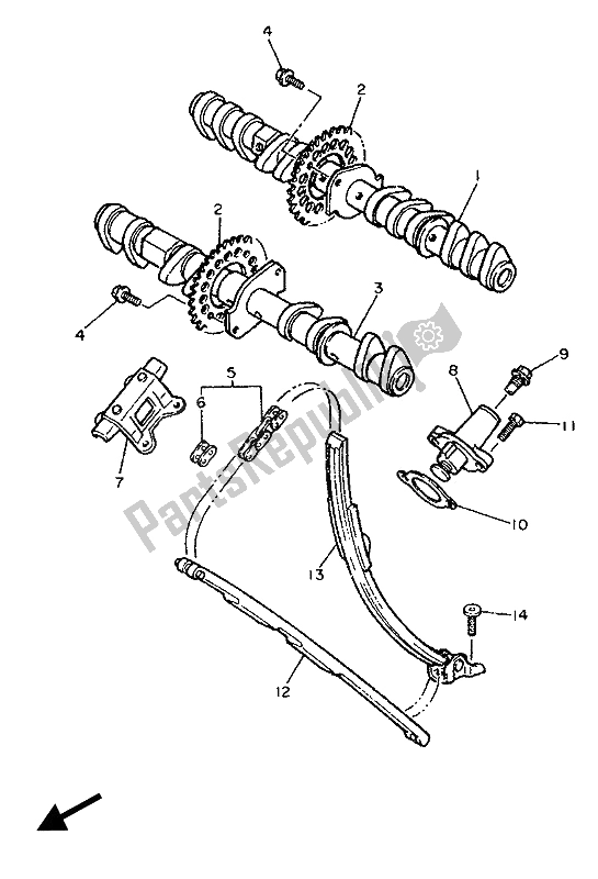 Toutes les pièces pour le Arbre à Cames Et Chaîne du Yamaha FZR 1000 1989