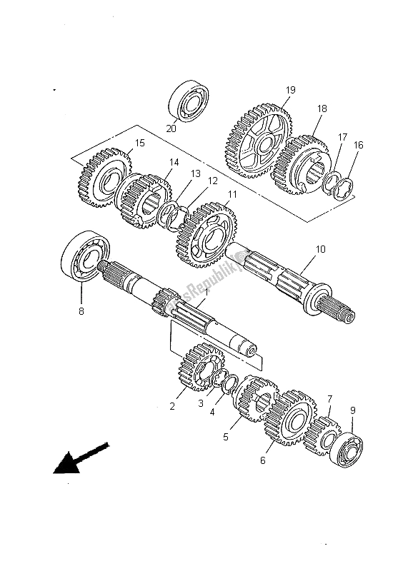 All parts for the Transmission of the Yamaha XV 535 Virago 2000