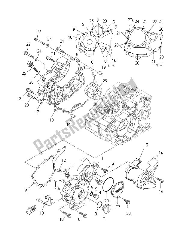 Tutte le parti per il Coperchio Del Carter 1 del Yamaha YFM 250R 2011