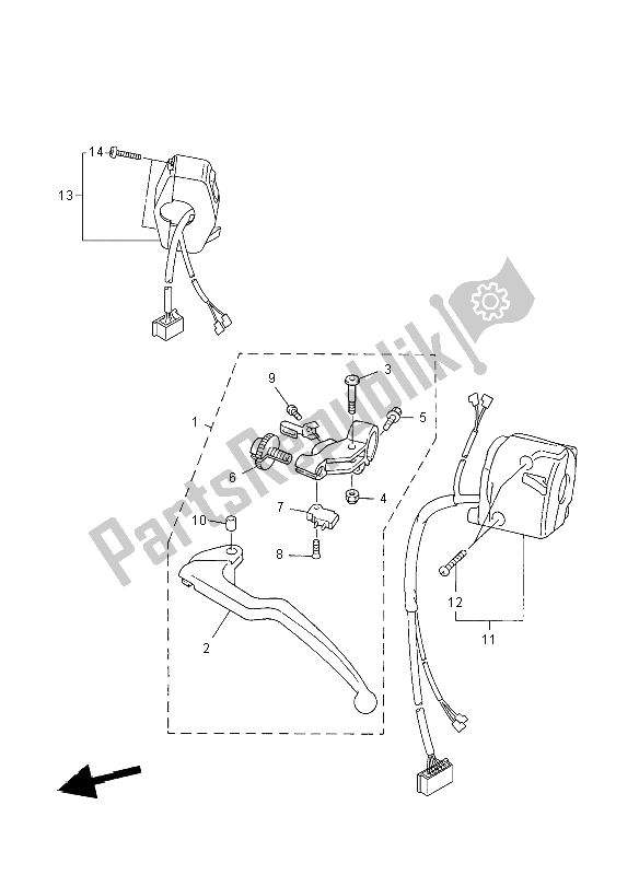 All parts for the Handle Switch & Lever of the Yamaha YZF R1 1000 2008