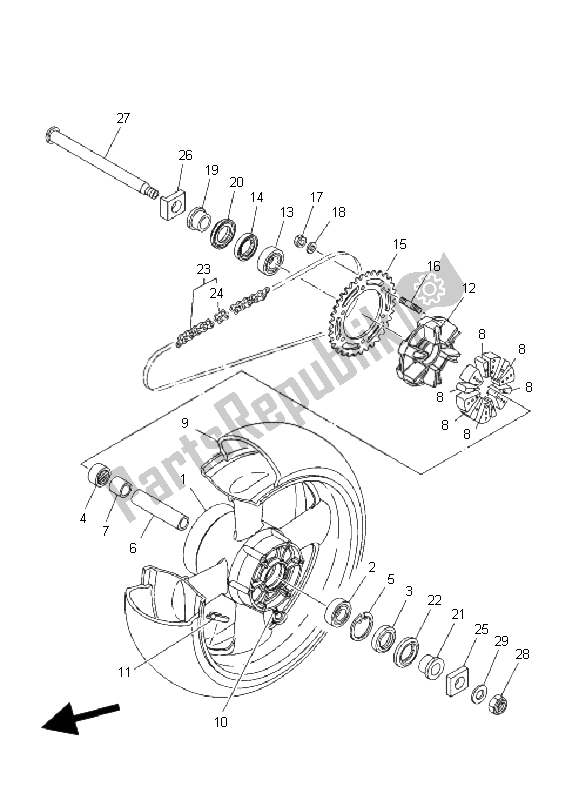 Tutte le parti per il Ruota Posteriore del Yamaha MT 01 1670 2009