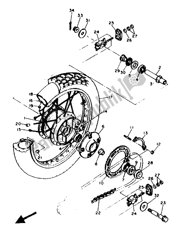 Todas as partes de Roda Traseira do Yamaha XTZ 660 Tenere 1991