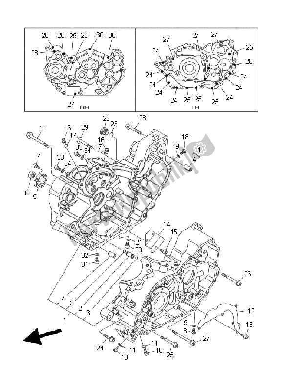 All parts for the Crankcase of the Yamaha XV 1900A 2011