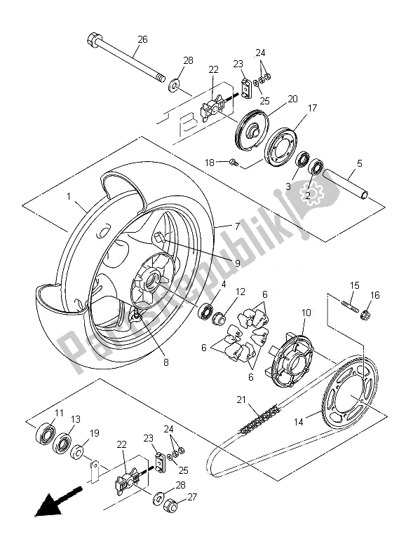 Wszystkie części do Tylne Ko? O Yamaha XJ 6 FA 600 2014