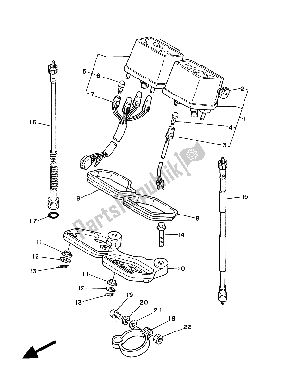 Toutes les pièces pour le Mètre du Yamaha XT 350 1988