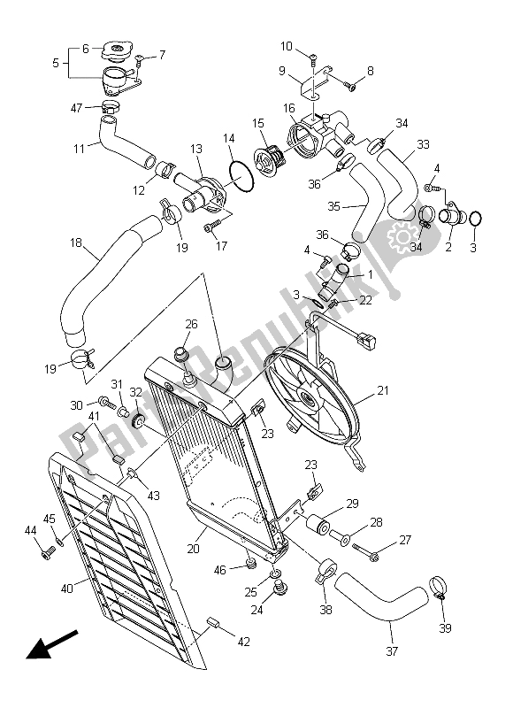 Alle onderdelen voor de Radiator Slang van de Yamaha XVS 1300 CU 2015