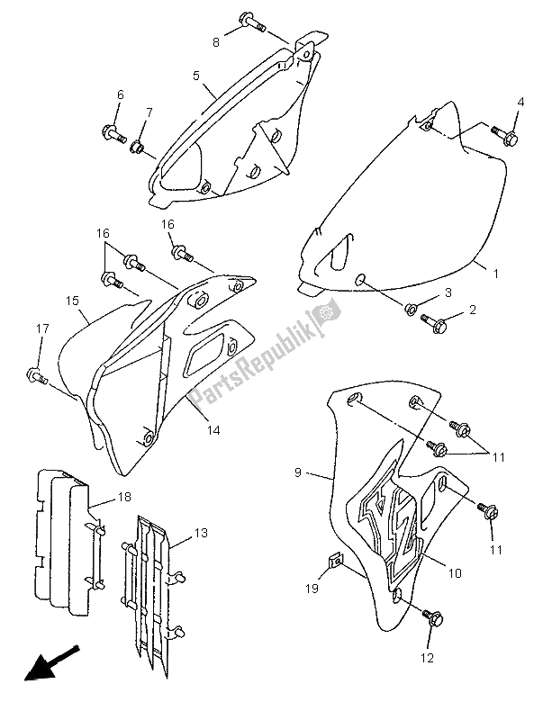 Todas las partes para Cubierta Lateral de Yamaha YZ 125 LC 1996