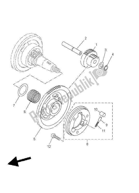 All parts for the Starter Clutch of the Yamaha WR 125X 2011