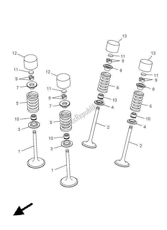 All parts for the Valve of the Yamaha YZ 450F 2013