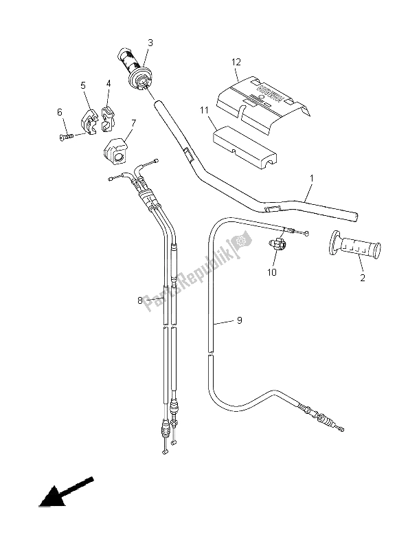 All parts for the Steering Handle & Cable of the Yamaha WR 250F 2012