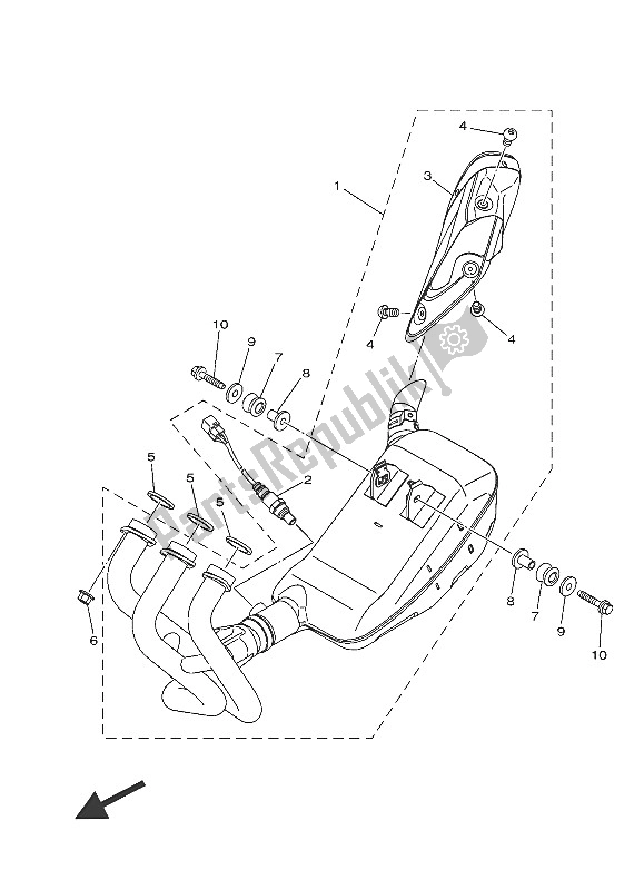 All parts for the Exhaust of the Yamaha MT 09 900 2016