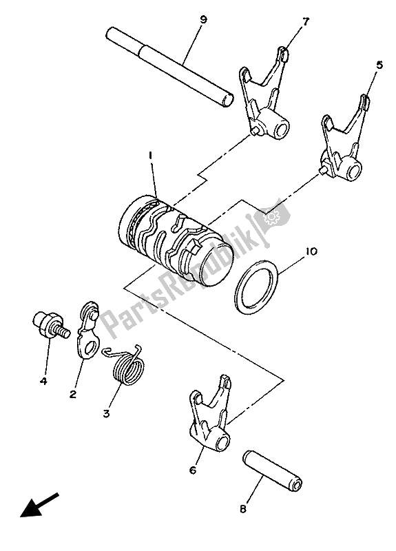 All parts for the Shift Cam & Fork of the Yamaha YZ 125 LC 1992