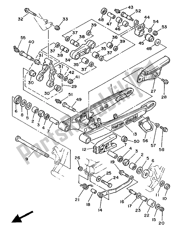 All parts for the Rear Arm of the Yamaha TY 250R 1988