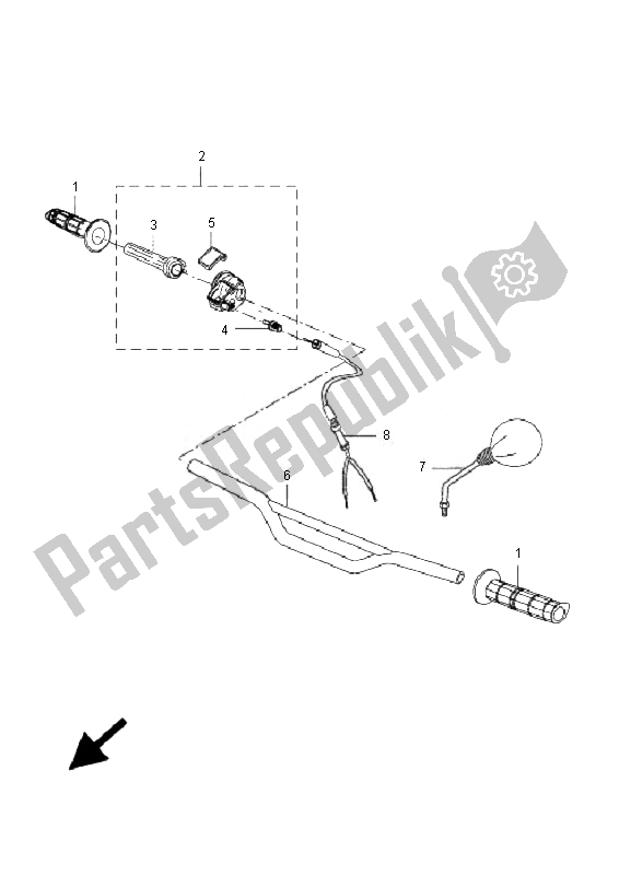 Alle onderdelen voor de Stuurhendel En Kabel van de Yamaha DT 50R SM 2007