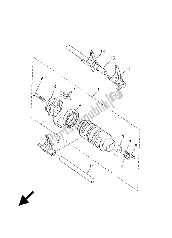 All parts for the Shift Cam & Fork of the Yamaha XV 535 Virago 25 KW 2001