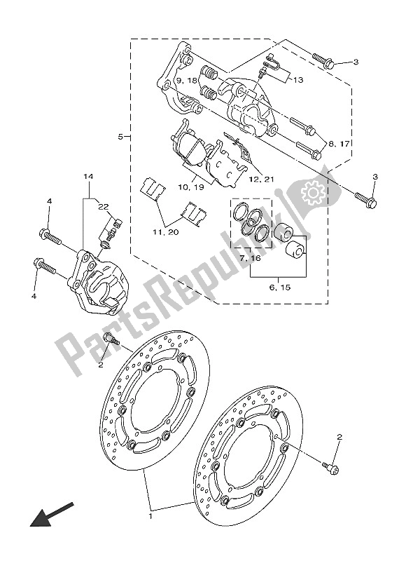 Alle onderdelen voor de Remklauw Voor van de Yamaha XJ6 NA 600 2016