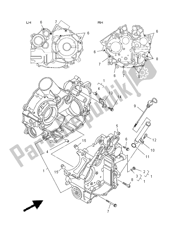 All parts for the Crankcase of the Yamaha YXR 700F 2012