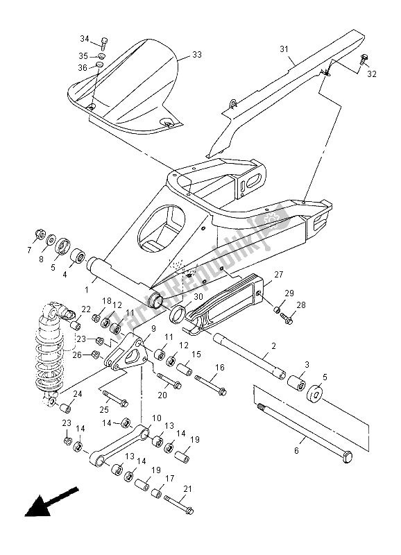 Todas las partes para Brazo Trasero de Yamaha YZF R1 1000 2000