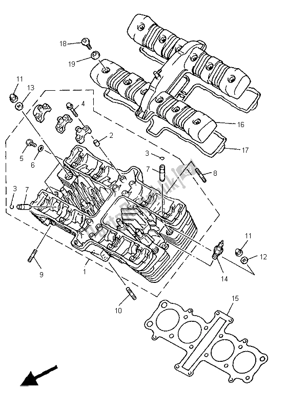 Todas as partes de Cabeça De Cilindro do Yamaha XJ 900S Diversion 1995