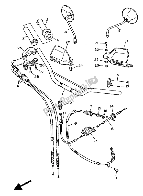 Todas las partes para Manija De Dirección Y Cable de Yamaha XT 600Z Tenere 1986