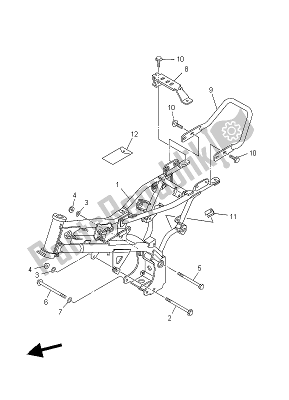 All parts for the Frame of the Yamaha TT R 90E 2006