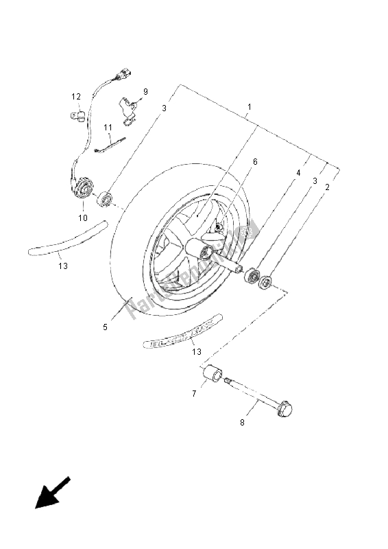 All parts for the Front Wheel of the Yamaha YP 250R X MAX Black 2009